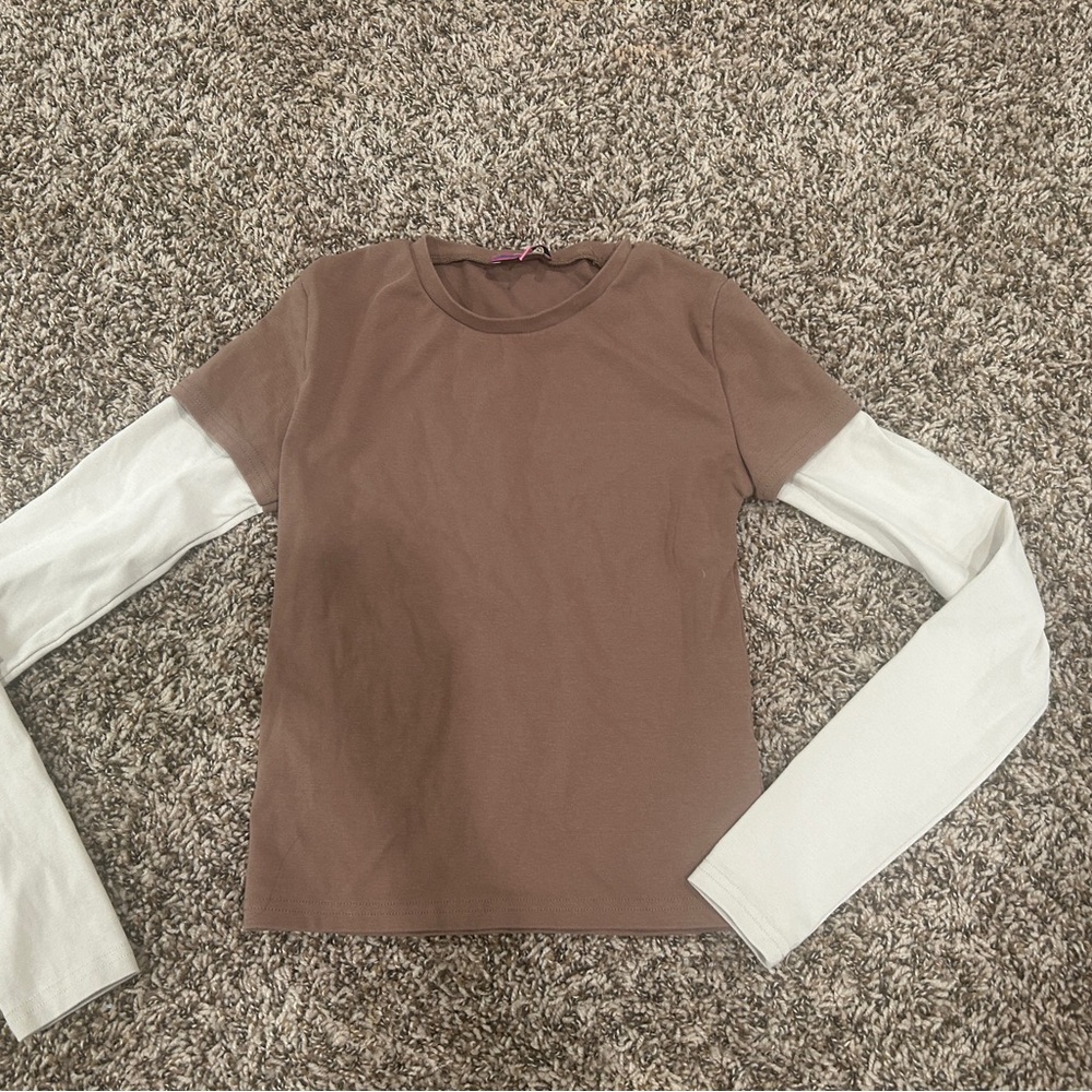 Edikted Chocolate and Ivory Long Sleeve Tee
